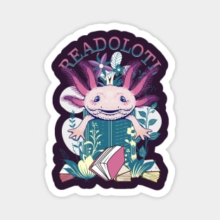 Axolotl Reading Books Readolotl Cute Axolotl Read-O-Lotl Magnet