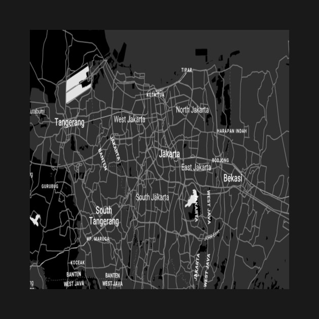 Jakarta black map by Mapmania