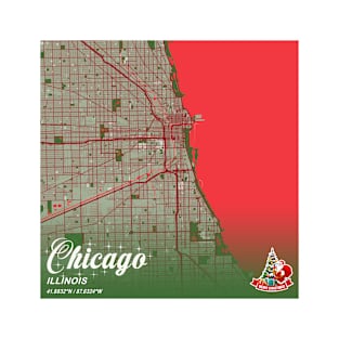 Chicago - Illinois Christmas Map T-Shirt