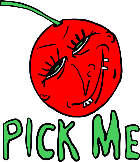 “Pick Me” Cartoon Anthropomorphic Cherry by Kenneth Joyner Kids T-Shirt by KennethJoyner