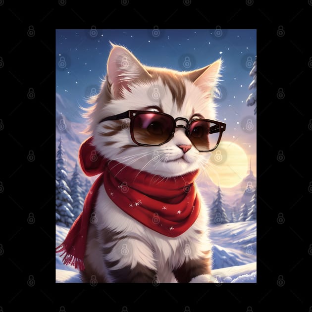 Cat in the snow - Modern digital art by Ai-michiart