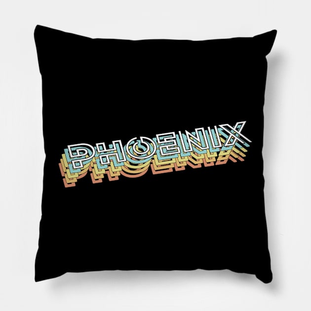 Phoenix Retro Typography Faded Style Pillow by PREMAN PENSIUN PROJECT