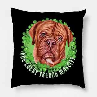 One Lucky French Mastiff Funny St. Patrick Dog Pillow