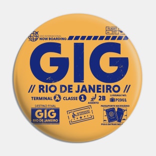 Vintage Rio de Janeiro GIG Airport Code Travel Day Retro Travel Tag B Pin