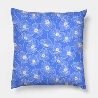 Periwinkle Poppies Pillow