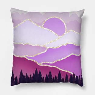 Pink purple mountain Pillow