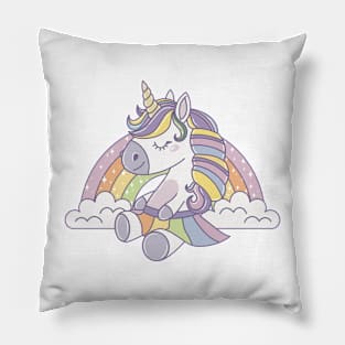 Cute rainbow unicorn Pillow