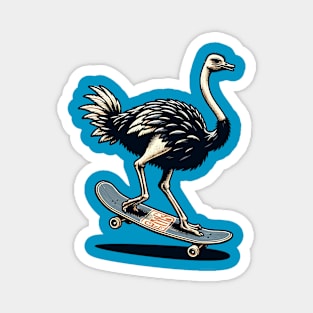 Ostrich bird riding a skateboard Magnet
