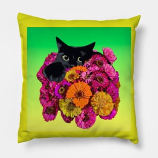 Bouquet of Black Cat Flowers Pillow