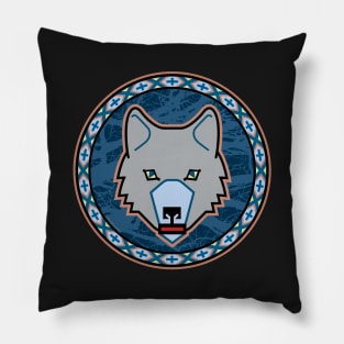 Cunning Gray Wolf Shield Pillow