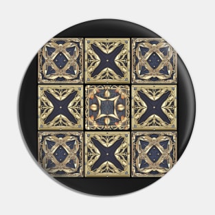 Black Leather and Gold Tile Design Pin