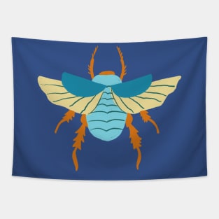 Flying Cyan Blue Beetle Tapestry