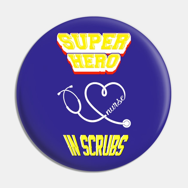 Super Hero Nurse In Scrubs Pin by Lorri's Custom Art