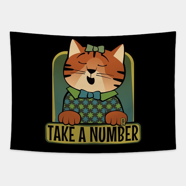 Take a Number Cat Tapestry by Sue Cervenka