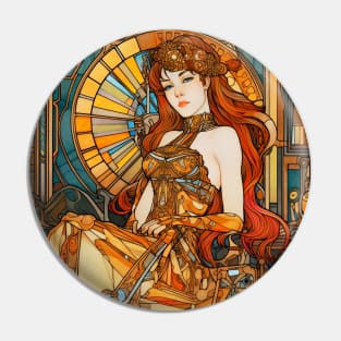 Stained Glass Steampunk Art Nouveau Pin