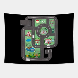 Cool Play Mat Race Car Track On Dad Shirt with Dinosaurs Tapestry