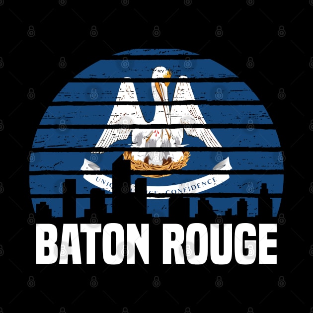 Baton Rouge Louisiana LA Group City Silhouette Flag by jkshirts