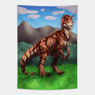 Tiger Allosaurus with Mountains Tapestry