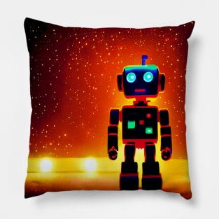 Little Robot looking forward to Christmas Pillow