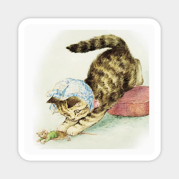 “Miss Moppet Chases a Mouse” by Beatrix Potter Magnet by PatricianneK