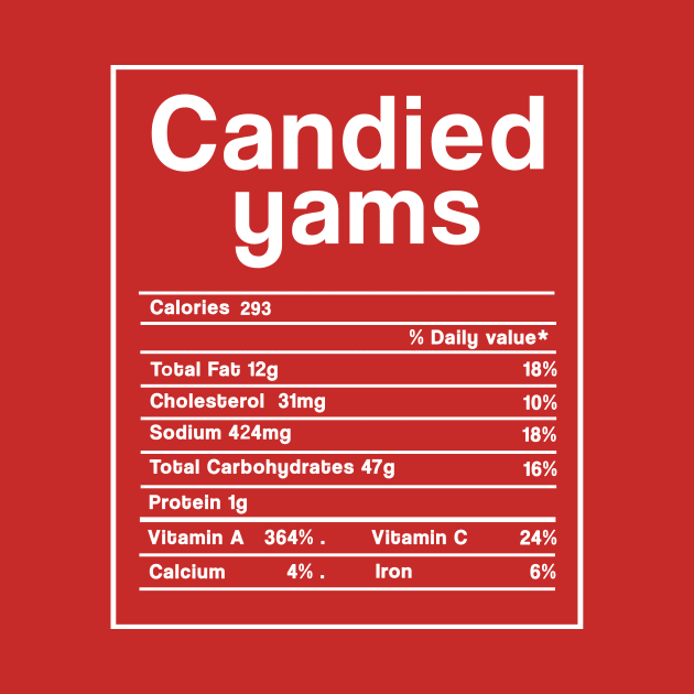 Candied Yams Nutrition facts Christmas Thanksgiving Gift by issambak
