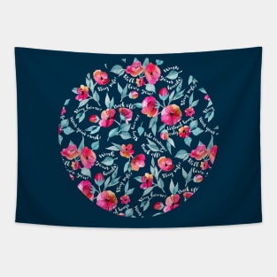 Back Off, Stay Safe, watercolor floral for face masks Tapestry