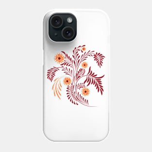 Folk floral art print  Flowers abstract art  poster Phone Case