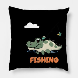 Alligator going to fishing Pillow