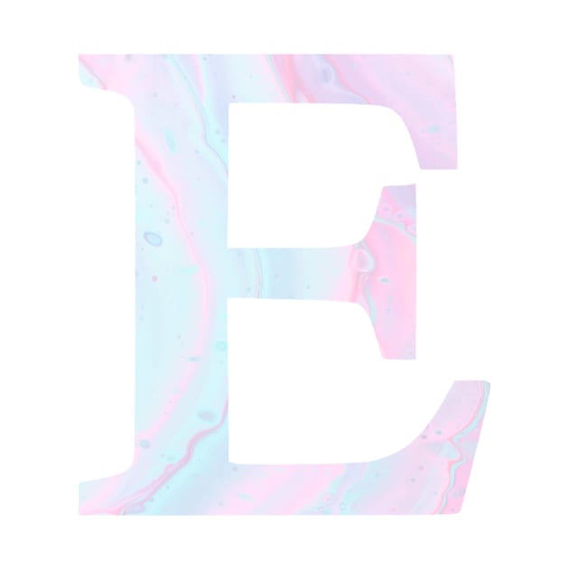 The Letter E Pink and Blue Marble by Claireandrewss