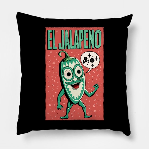 Lucha LIbre Jalapeno Pillow by Kingrocker Clothing