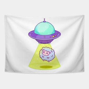 Sheep Abduction - Alien Spaceship Tapestry