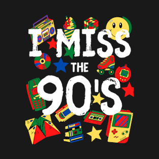 I Miss the 90's Nostalgia Vintage 1990s Throwback Red/Yellow/Green/Blue T-Shirt