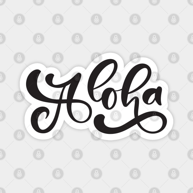 Hawaii / Aloha lettering / Black Magnet by oceanys