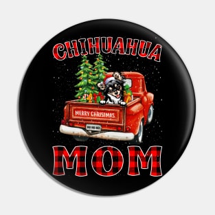 Christmas Chihuahua Mom Santa Hat Truck Tree Plaid Dog Mom Christmas Pin