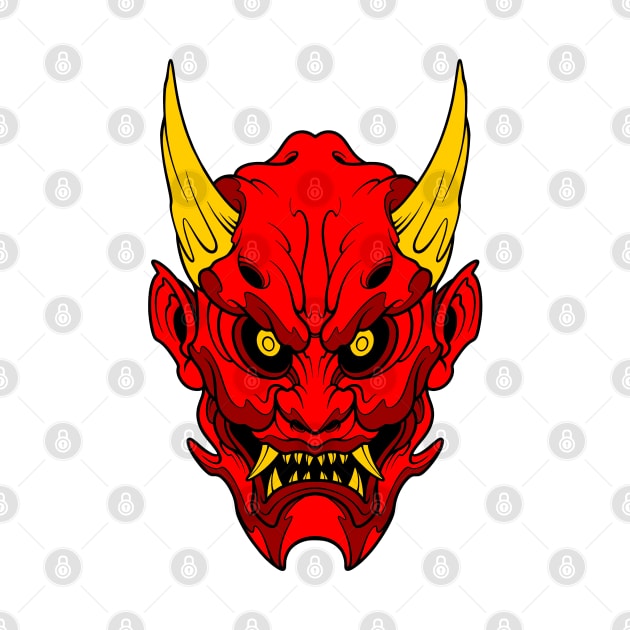 oni mask with gold horn by TOSSS LAB ILLUSTRATION