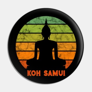 Koh Samui Buddha Silhouette On A Rainbow Of Colors Pin