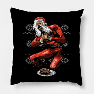 Santa Devouring His Cookies Pillow