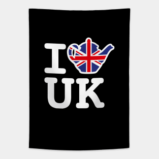 I love UK Union Jack Flag United Kingdom British teapot Tapestry