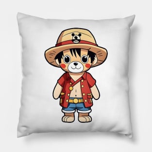 Cute straw hat bear kawaii Pillow
