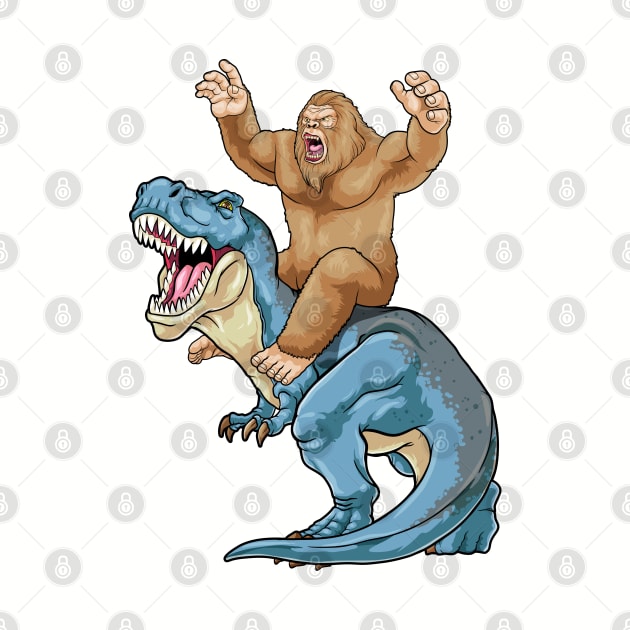 Bigfoot Riding Dinosaur by GoshWow 