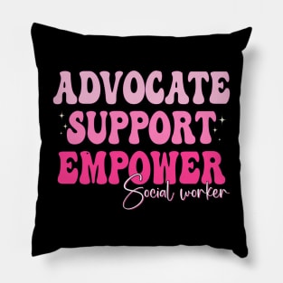 Groovy Advocate Support Empower Social Worker Graduation Pillow