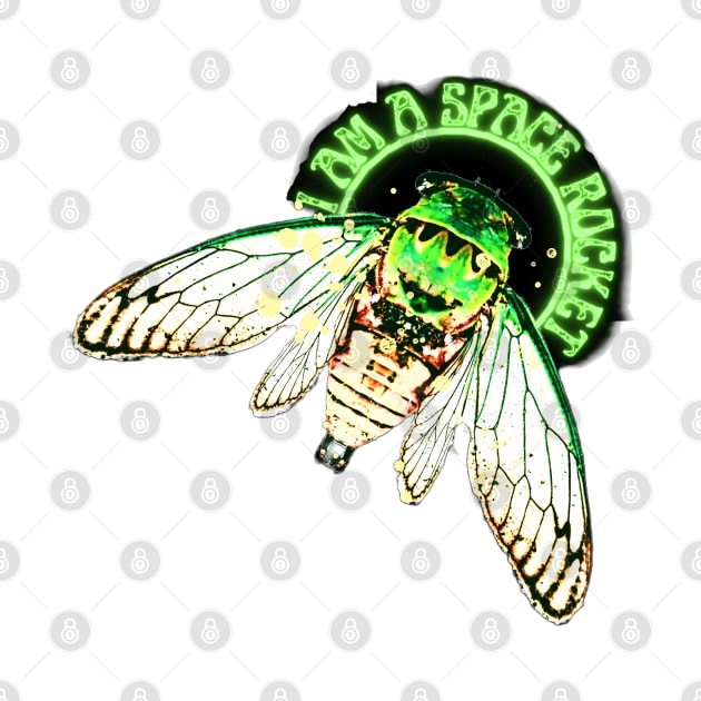 I AM A SPACE ROCKET! Emerald-green dragonflies decorations cicade fly glow bugs by Cristilena Lefter