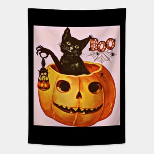 Black Cat Inside Jack O Lantern Tapestry