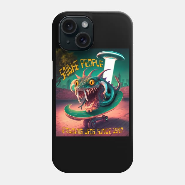 Snake People, Evading UFOs Since 1947, Retro Science Fiction Phone Case by Kye Chambers 