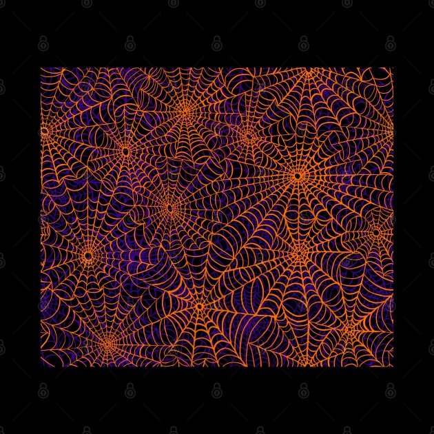 Spiderwebs - Halloween Orange & Purple by vilecult