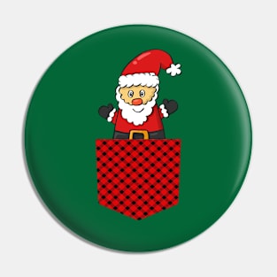 Funny Santa Claus in the plaid pocket Pin