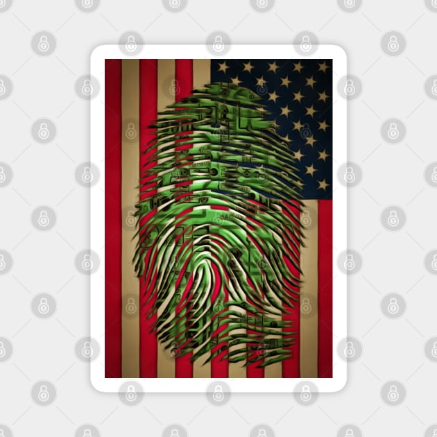 Fingerprint on the US flag Magnet by rolffimages