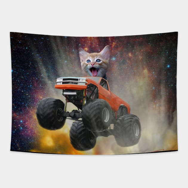 SOOO Cute Monster Truck Driving/Jumping Kitten Going Though Explosions! Tapestry by This is ECP