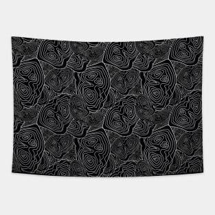 Topographic Map Pattern Black Version Tapestry