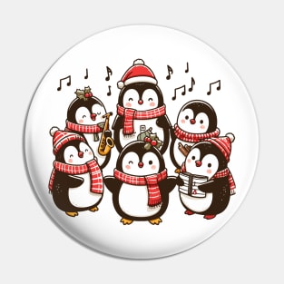 Festive Penguin Carolers Singing Christmas Cute Carols Pin